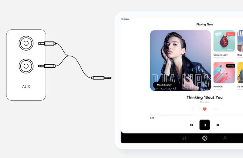 Branchez votre iPad sur votre amplificateur à l’aide d’un câble | Soundsuit - Service de Musique d'Ambiance en Streaming pour les Pros